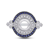 0.36ct Diamond & 0.24ct Blue Sapphire 14k White Gold Semi-mount Ring