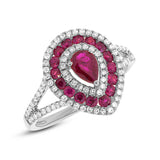 0.37ct Diamond & 0.98ct Ruby 14k White Gold Ring