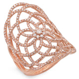 1.22ct 14k Rose Gold Diamond Lace Lady's Ring Size 9