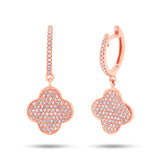 0.57ct 14k Rose Gold Diamond Pave Clover Earring