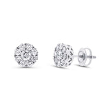 0.97ct 14k White Gold Diamond Cluster Earring