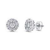 1.43ct 14k White Gold Diamond Cluster Earring
