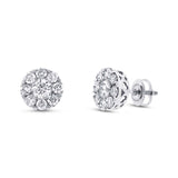 1.99ct 14k White Gold Diamond Cluster Earring
