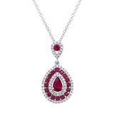 0.27ct Diamond & 1.03ct Ruby 14k White Gold Pendant