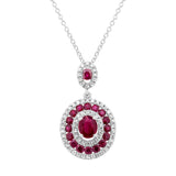 0.25ct Diamond & 1.06ct Ruby 14k White Gold Pendant