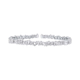5.82ct 14k White Gold Diamond Baguette Bangle