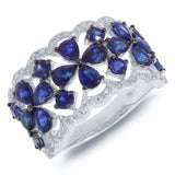 0.36ct Diamond & 3.46ct Blue Sapphire 14k White Gold Ring Size 6