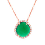0.13ct Diamond & 1.95ct Green Agate 14k Rose Gold Pendant