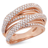 1.75ct 14k Rose Gold Diamond Bridge Ring Size 6.5