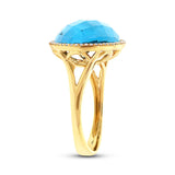 0.17ct Diamond & 12.39ct Blue Topaz 14k Yellow Gold Ring