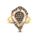0.93ct 14k Yellow Gold White & Champagne Diamond Ring