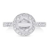 0.36ct 14k White Gold Diamond Semi-mount Ring for 1.50ct Center