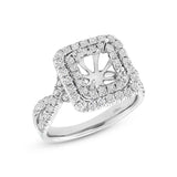 0.98ct 14k White Gold Diamond Semi-mount Ring for 6.5x6mm Center