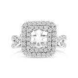 0.98ct 14k White Gold Diamond Semi-mount Ring for 6.5x6mm Center