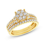 1.07ct 14k Yellow Gold Diamond Wedding Set Cluster