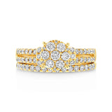 1.07ct 14k Yellow Gold Diamond Wedding Set Cluster