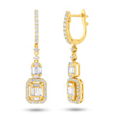 1.27ct 18k Yellow Gold Diamond Baguette Earring