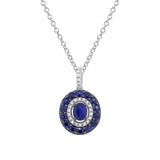 0.09ct Diamond & 0.99ct Blue Sapphire 14k White Gold Pendant