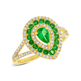 0.37ct Diamond & 0.81ct Green Garnet 14k Yellow Gold Ring