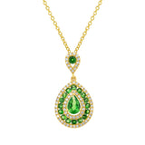 0.27ct Diamond & 0.93ct Green Garnet 14k Yellow Gold Pendant