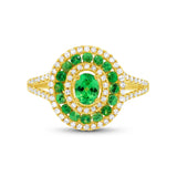 0.37ct Diamond & 0.82ct Green Garnet 14k Yellow Gold Ring