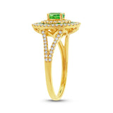 0.37ct Diamond & 0.82ct Green Garnet 14k Yellow Gold Ring