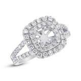 0.93ct 14k White Gold Diamond Semi-mount Ring for 5x5mm Center