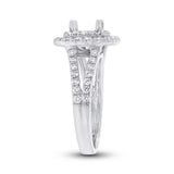 0.93ct 14k White Gold Diamond Semi-mount Ring for 5x5mm Center