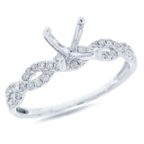 0.22ct 14k White Gold Diamond Semi-mount Ring Size 6