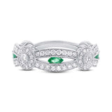 0.82ct Diamond & 0.25ct Emerald 14k White Gold Lady's Ring
