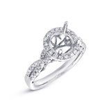 0.45ct 14k White Gold Diamond Semi-mount Ring for 2.00ct Center