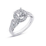 0.50ct 14k White Gold Diamond Semi-mount Ring for 1.00ct Center