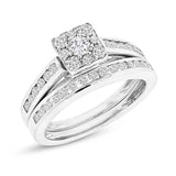 0.93ct 14k White Gold Diamond Wedding Set Cluster Size 5.75