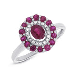 0.08ct Diamond & 0.99ct Ruby 14k White Gold Ring