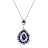 0.27ct Diamond & 1.06ct Blue Sapphire 14k White Gold Pendant