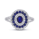 0.35ct Diamond & 0.89ct Blue Sapphire 14k White Gold Ring