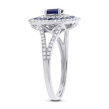 0.35ct Diamond & 0.89ct Blue Sapphire 14k White Gold Ring