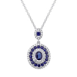 0.25ct Diamond & 1.03ct Blue Sapphire 14k White Gold Pendant