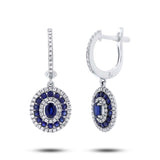 0.45ct Diamond & 1.14ct Blue Sapphire 14k White Gold Earring