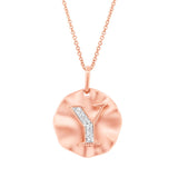 0.03ct 14k Rose Gold Diamond "L" Initial Pendant