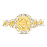 0.60ct 14k Yellow Gold Diamond Semi-mount Ring for 1.00ct Center