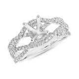 0.68ct 14k White Gold Diamond Semi-mount Ring for 1.00ct Center
