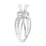 0.68ct 14k White Gold Diamond Semi-mount Ring for 1.00ct Center