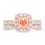 1.25ct 14k Rose Gold Diamond Semi-mount Ring 2-pc for 0.75ct Center