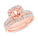 1.25ct 14k Rose Gold Diamond Semi-mount Ring 2-pc for 1.00ct Center