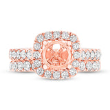 1.25ct 14k Rose Gold Diamond Semi-mount Ring 2-pc for 1.00ct Center