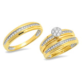 0.42ct 14k Yellow Gold Diamond Trio Set Cluster