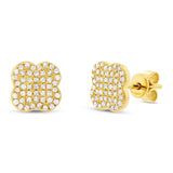 0.31ct 14k Yellow Gold Diamond Clover Stud Earring