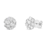 0.83ct 14k White Gold Diamond Baguette Stud Earring