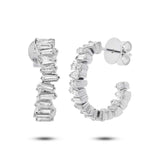 1.52ct 14k White Gold Diamond Baguette Hoop Earring